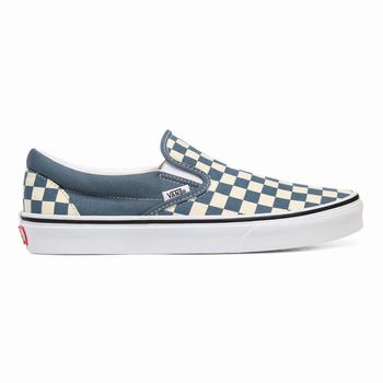 Férfi Vans Checkerboard Classic Slip-on Cipő VA1057928 Kék/Fehér